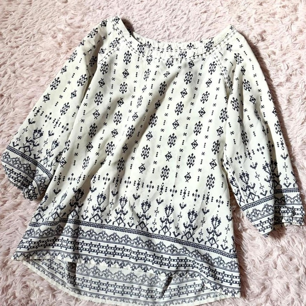 Boho Indie Geometric Cottage Core Muted Minimalist Top Womens 6P Hippie Earthy